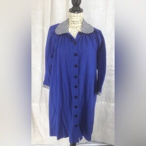 BURU Med. Long-sleeve black and blue gingham dress